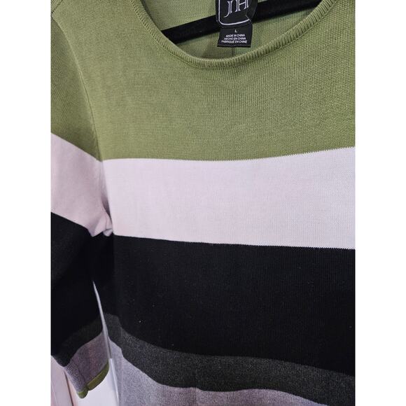JH color block sweater dress Womens large green gray black preppy viscose sale - Picture 5 of 6